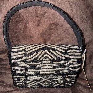 Studio Black and Silver Beaded Shoulder Bag